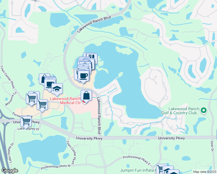 map of restaurants, bars, coffee shops, grocery stores, and more near 101 Moorings Point Circle in Bradenton