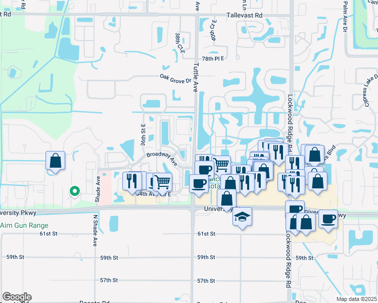 map of restaurants, bars, coffee shops, grocery stores, and more near Tuttle Avenue in Sarasota