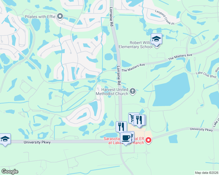 map of restaurants, bars, coffee shops, grocery stores, and more near 7428 Miramar Way in Bradenton
