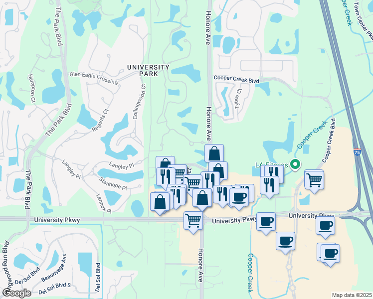 map of restaurants, bars, coffee shops, grocery stores, and more near 7176 83rd Drive East in Bradenton