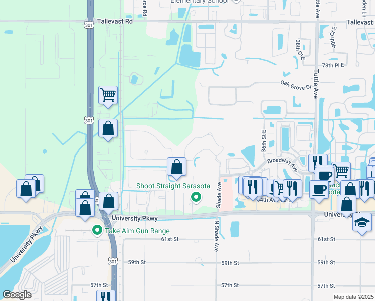 map of restaurants, bars, coffee shops, grocery stores, and more near 3120 Oriole Drive in Sarasota