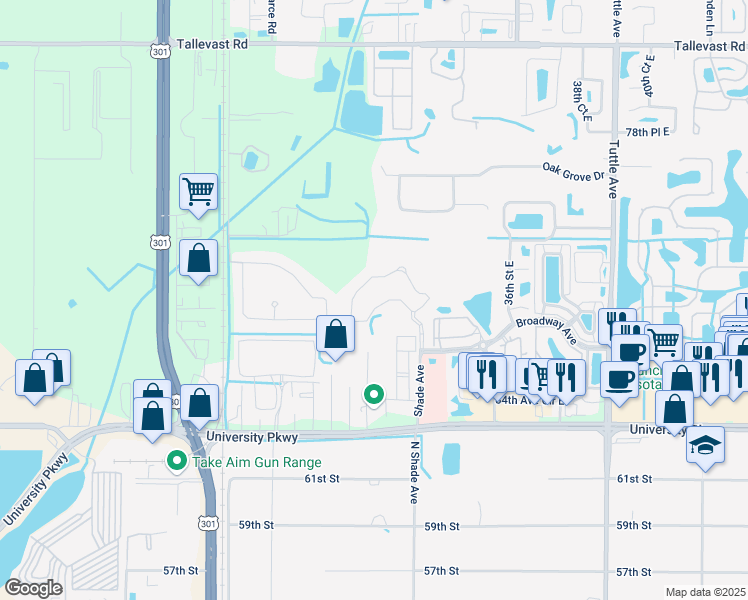 map of restaurants, bars, coffee shops, grocery stores, and more near 8323 Enclave Way in Sarasota