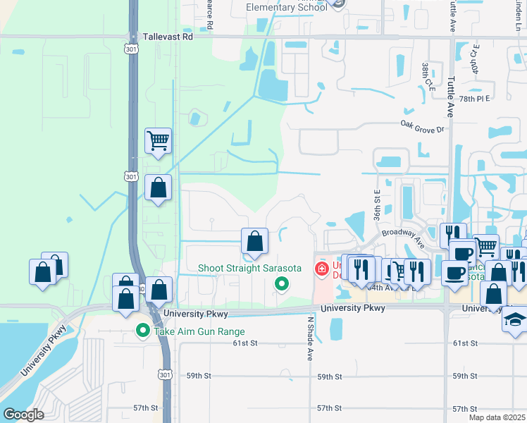 map of restaurants, bars, coffee shops, grocery stores, and more near 3024 Esmeralda Drive in Sarasota