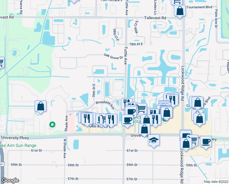 map of restaurants, bars, coffee shops, grocery stores, and more near 3804 82nd Avenue Circle East in Sarasota