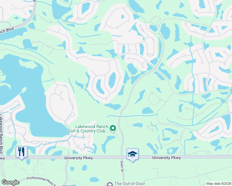 map of restaurants, bars, coffee shops, grocery stores, and more near 8016 Royal Birkdale Circle in Lakewood Ranch