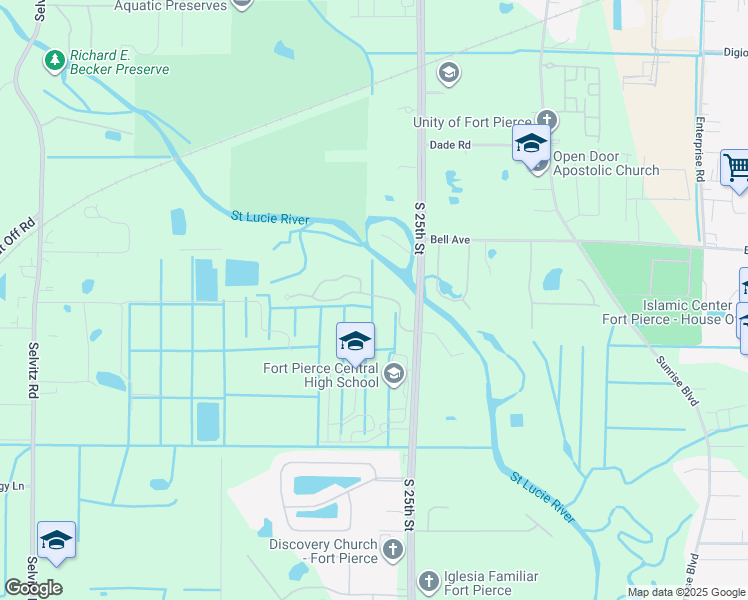 map of restaurants, bars, coffee shops, grocery stores, and more near 2547 Creekside Drive in Fort Pierce