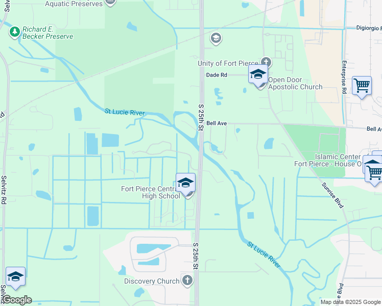 map of restaurants, bars, coffee shops, grocery stores, and more near 2524 Creekside Drive in Fort Pierce