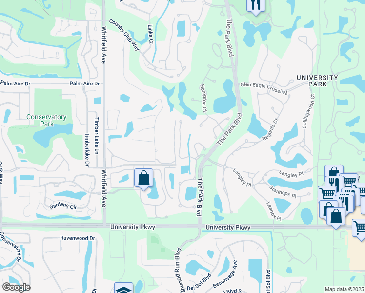 map of restaurants, bars, coffee shops, grocery stores, and more near 8175 Abingdon Court in Bradenton