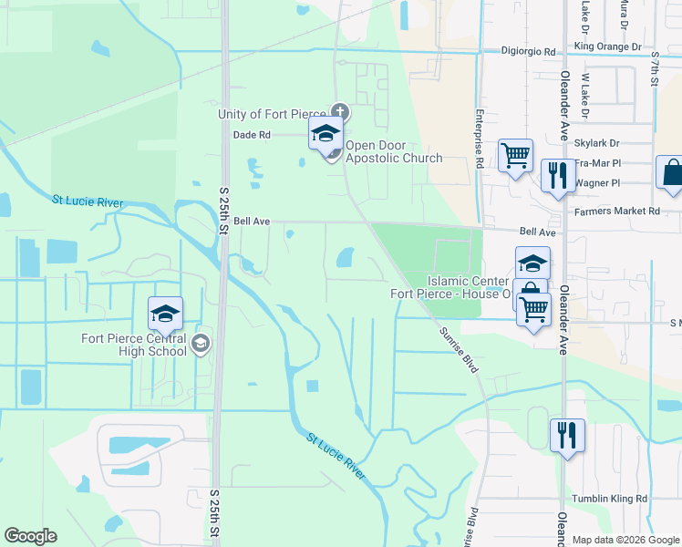 map of restaurants, bars, coffee shops, grocery stores, and more near 1816 Hazelwood Drive in Fort Pierce