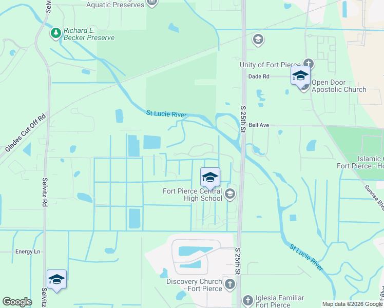 map of restaurants, bars, coffee shops, grocery stores, and more near 2616 Creekside Drive in Fort Pierce