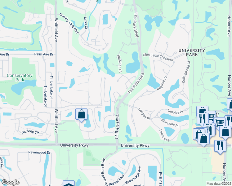 map of restaurants, bars, coffee shops, grocery stores, and more near 8119 Dukeswood Court in Bradenton