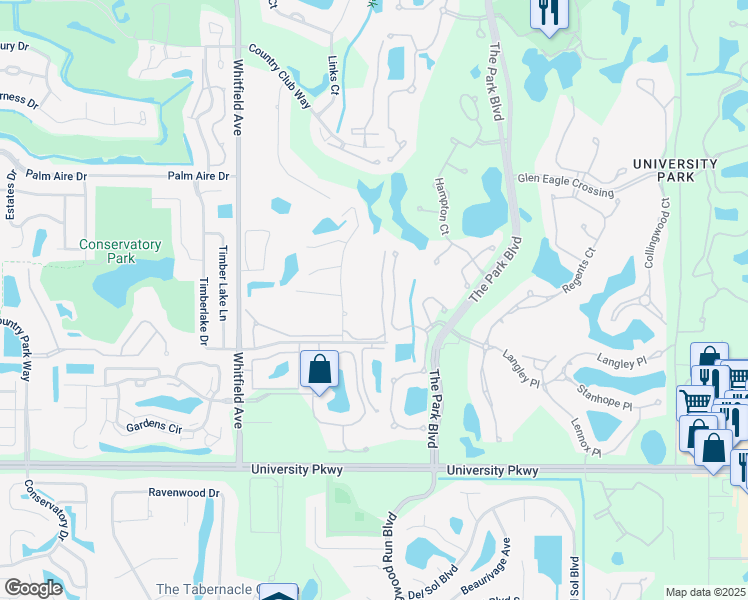 map of restaurants, bars, coffee shops, grocery stores, and more near 8174 Misty Oaks Boulevard in Sarasota