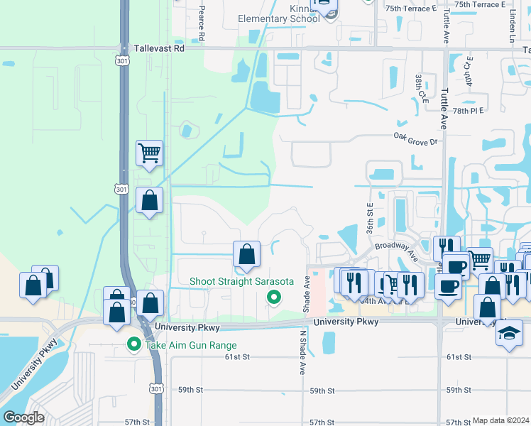 map of restaurants, bars, coffee shops, grocery stores, and more near 8323 Enclave Way in Sarasota
