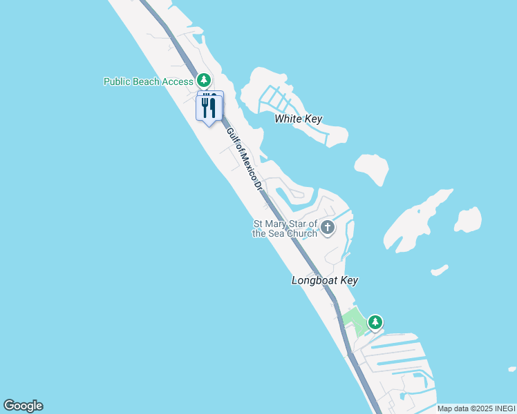 map of restaurants, bars, coffee shops, grocery stores, and more near 4425 Gulf of Mexico Drive in Longboat Key