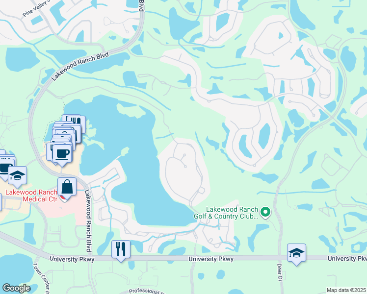 map of restaurants, bars, coffee shops, grocery stores, and more near 6520 Windjammer Place in Lakewood Ranch