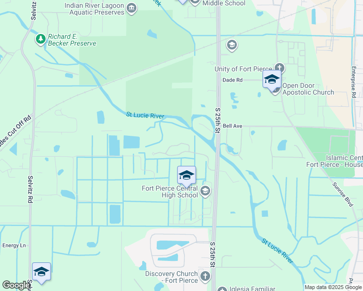 map of restaurants, bars, coffee shops, grocery stores, and more near 2616 Creekside Drive in Fort Pierce
