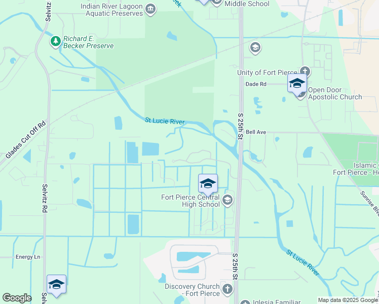 map of restaurants, bars, coffee shops, grocery stores, and more near 2616 Creekside Drive in Fort Pierce