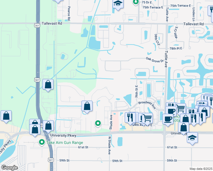 map of restaurants, bars, coffee shops, grocery stores, and more near 8250 Enclave Way in Sarasota