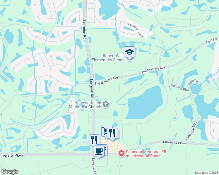 map of restaurants, bars, coffee shops, grocery stores, and more near 8005 Lorraine Road in Bradenton