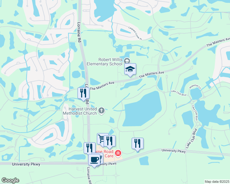 map of restaurants, bars, coffee shops, grocery stores, and more near 14705 The Masters Ave in Lakewood Ranch