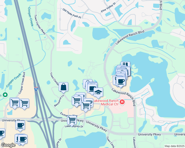 map of restaurants, bars, coffee shops, grocery stores, and more near 8170 Natures Way in Lakewood Ranch
