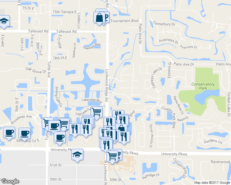 map of restaurants, bars, coffee shops, grocery stores, and more near 4601 Glenbrooke Drive in Sarasota