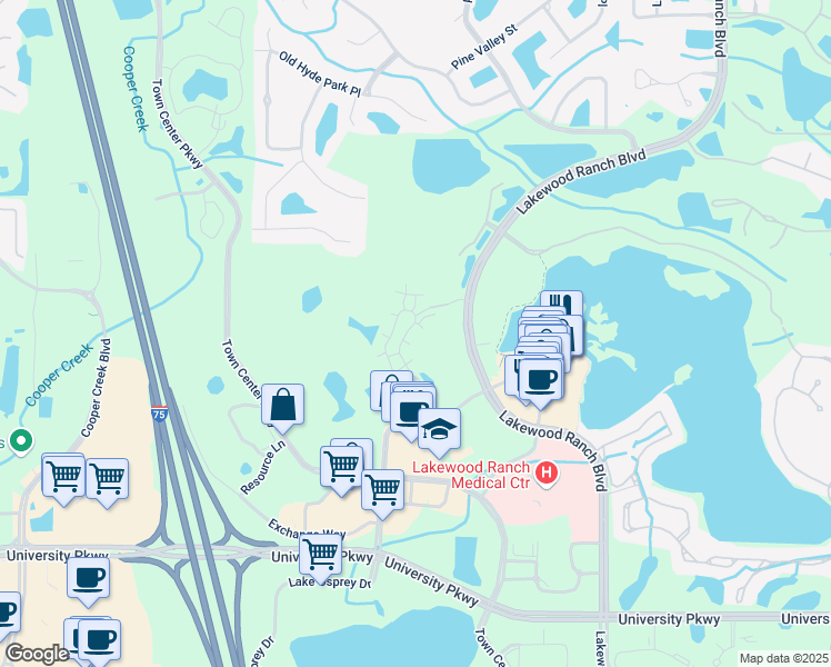 map of restaurants, bars, coffee shops, grocery stores, and more near 8170 Natures Way in Lakewood Ranch