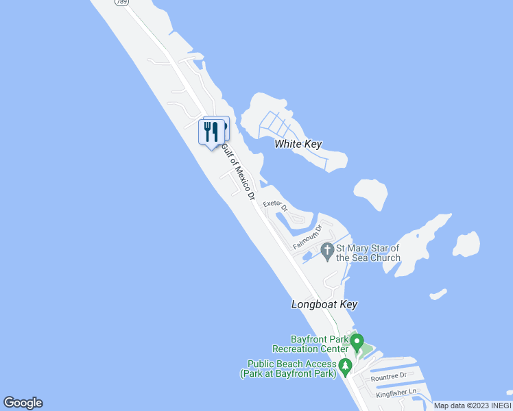map of restaurants, bars, coffee shops, grocery stores, and more near 4454 Gulf of Mexico Drive in Longboat Key