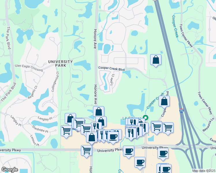 map of restaurants, bars, coffee shops, grocery stores, and more near 7548 Plantation Circle in Manatee County