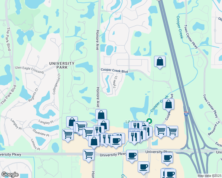 map of restaurants, bars, coffee shops, grocery stores, and more near 7548 Plantation Circle in Manatee County
