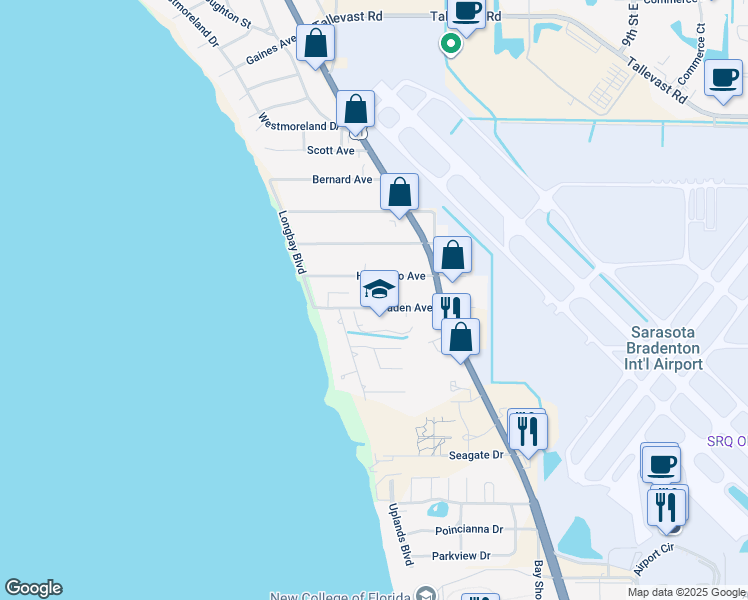 map of restaurants, bars, coffee shops, grocery stores, and more near 348 Hernando Avenue in Sarasota