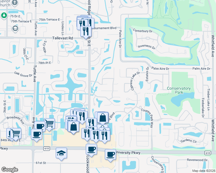 map of restaurants, bars, coffee shops, grocery stores, and more near 4625 Vintage Drive in Sarasota
