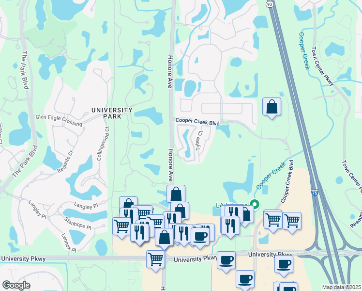 map of restaurants, bars, coffee shops, grocery stores, and more near 7754 Plantation Circle in Bradenton