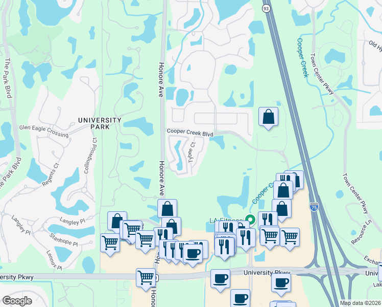 map of restaurants, bars, coffee shops, grocery stores, and more near 7608 Plantation Circle in Manatee County
