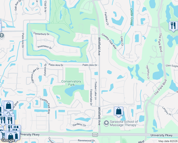 map of restaurants, bars, coffee shops, grocery stores, and more near 8019 Desoto Woods Drive in Sarasota