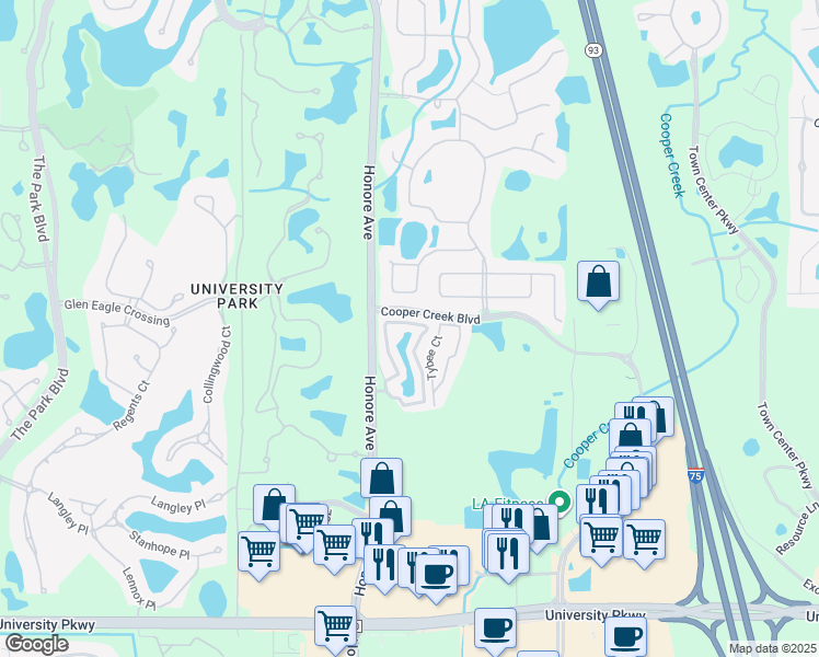 map of restaurants, bars, coffee shops, grocery stores, and more near 7648 Plantation Circle in Bradenton