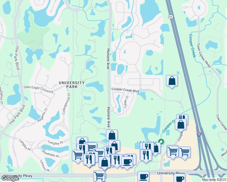 map of restaurants, bars, coffee shops, grocery stores, and more near 7688 Plantation Circle in Bradenton