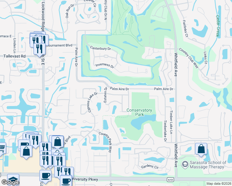 map of restaurants, bars, coffee shops, grocery stores, and more near 7918 Cypress Lake Drive in Sarasota