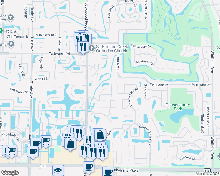 map of restaurants, bars, coffee shops, grocery stores, and more near 7975 Glenbrooke Lane in Sarasota