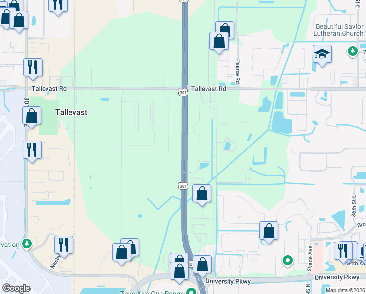 map of restaurants, bars, coffee shops, grocery stores, and more near U.S. 301 in Sarasota