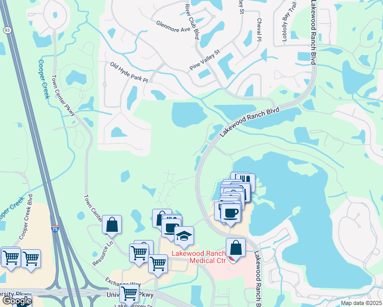 map of restaurants, bars, coffee shops, grocery stores, and more near 7718 Lake Vista Court in Bradenton