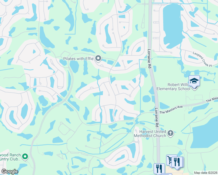 map of restaurants, bars, coffee shops, grocery stores, and more near 7807 Mathern Court in Lakewood Ranch