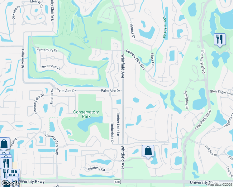 map of restaurants, bars, coffee shops, grocery stores, and more near 4717 Timberlake Circle in Sarasota