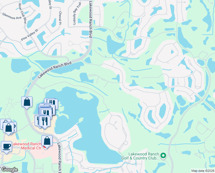 map of restaurants, bars, coffee shops, grocery stores, and more near 7815 Heritage Classic Court in Lakewood Ranch