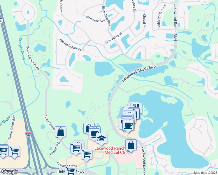 map of restaurants, bars, coffee shops, grocery stores, and more near 7718 Lake Vista Court in Bradenton