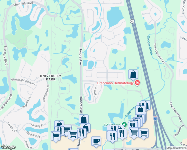 map of restaurants, bars, coffee shops, grocery stores, and more near 7814 Drayton Circle in Bradenton