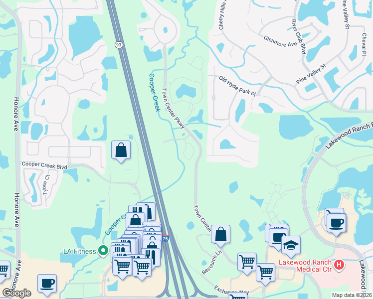 map of restaurants, bars, coffee shops, grocery stores, and more near 9170 77th Terrace East in Bradenton