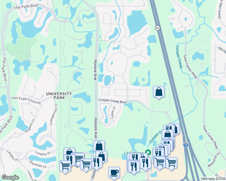 map of restaurants, bars, coffee shops, grocery stores, and more near 7814 Drayton Circle in Bradenton