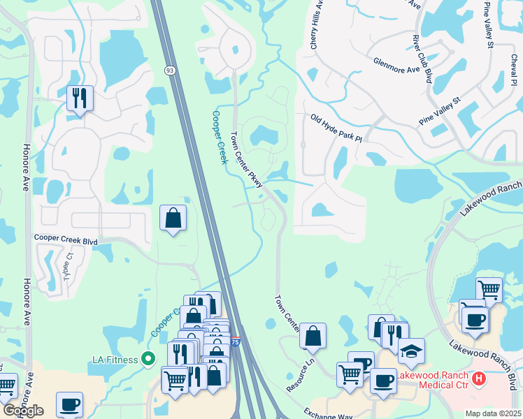map of restaurants, bars, coffee shops, grocery stores, and more near 9170 77th Terrace East in Bradenton
