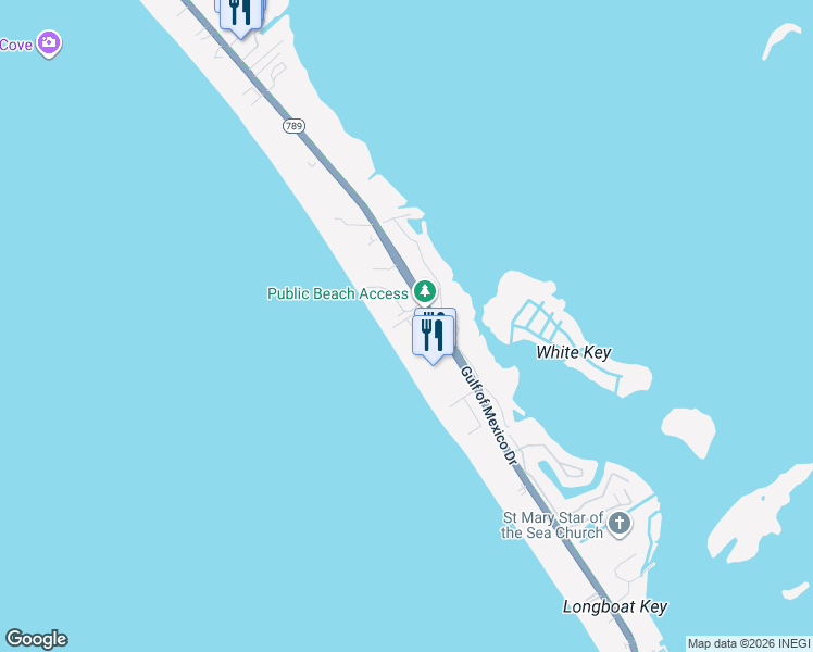 map of restaurants, bars, coffee shops, grocery stores, and more near 4765 Gulf of Mexico Drive in Longboat Key